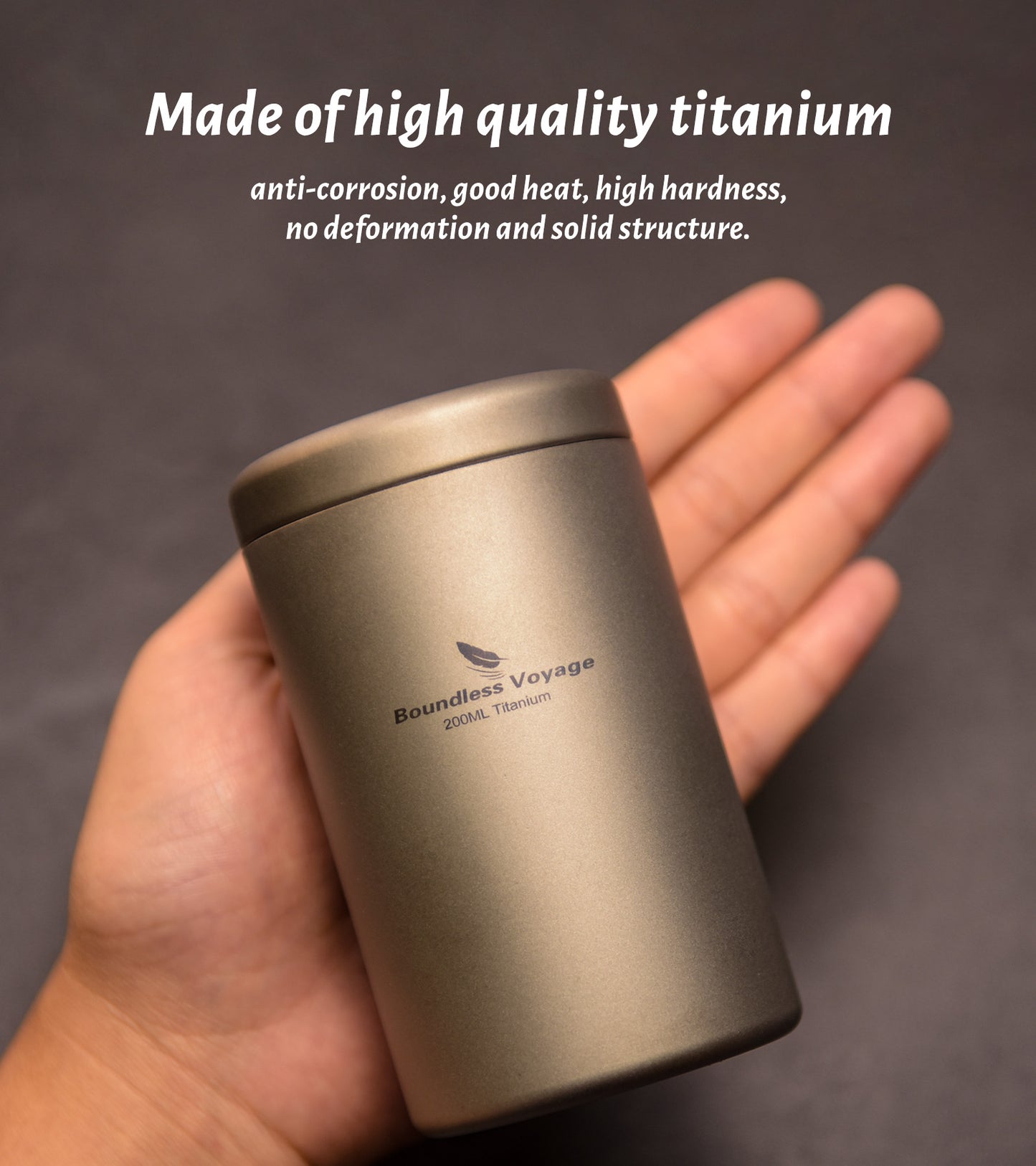Boundless Voyage 90ml Titanium Tea Storage Canister – Ultralight Travel Tea Tin for Loose Leaf, Coffee Beans & Herbs