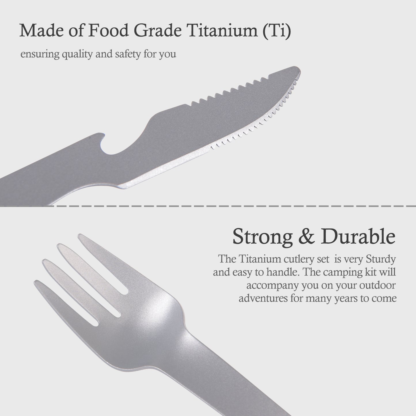 Boundless Voyage Titanium Cutlery Set | Ultralight Fork, Knife & Spoon | Portable & Healthy Dining for Camping & Travel