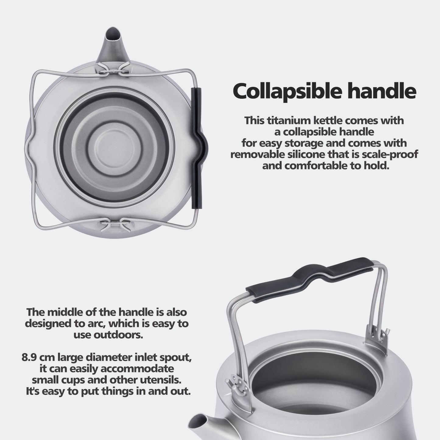 Boundless Voyage 800ML Titanium Kettle with Filter & Folding Handle Ultralight Teapot Outdoor Camping Water Jug for Loose Tea Ti3093D