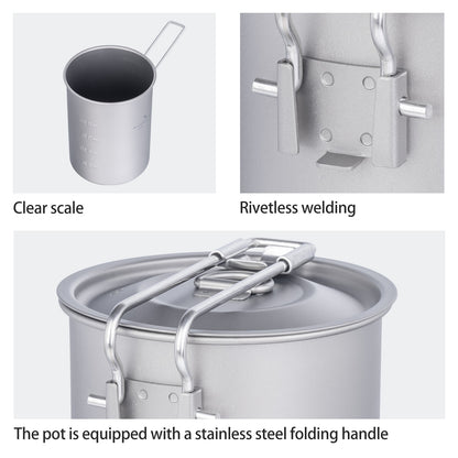 Boundless Voyage Outdoor Camping Titanium Pot Bowl Cup with Lid Folding Handle Hiking Picnic Water Rice Food 900ml