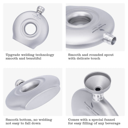 Boundless Voyage Titanium Titanium Flask 180ML+funnel for Camping Home Whiskey Flask