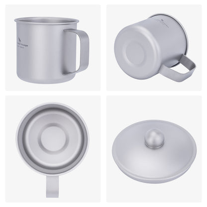 Boundless Voyage Titanium Camping Mug Cup with Lid Ultra-light Portable Hiking Backpacking