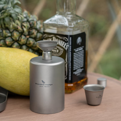 Boundless Voyage 200ml Titanium Pocket Flagon – Portable Camping Flask, Lightweight Hip Flask for Outdoor Adventures, Picnics, & Sports