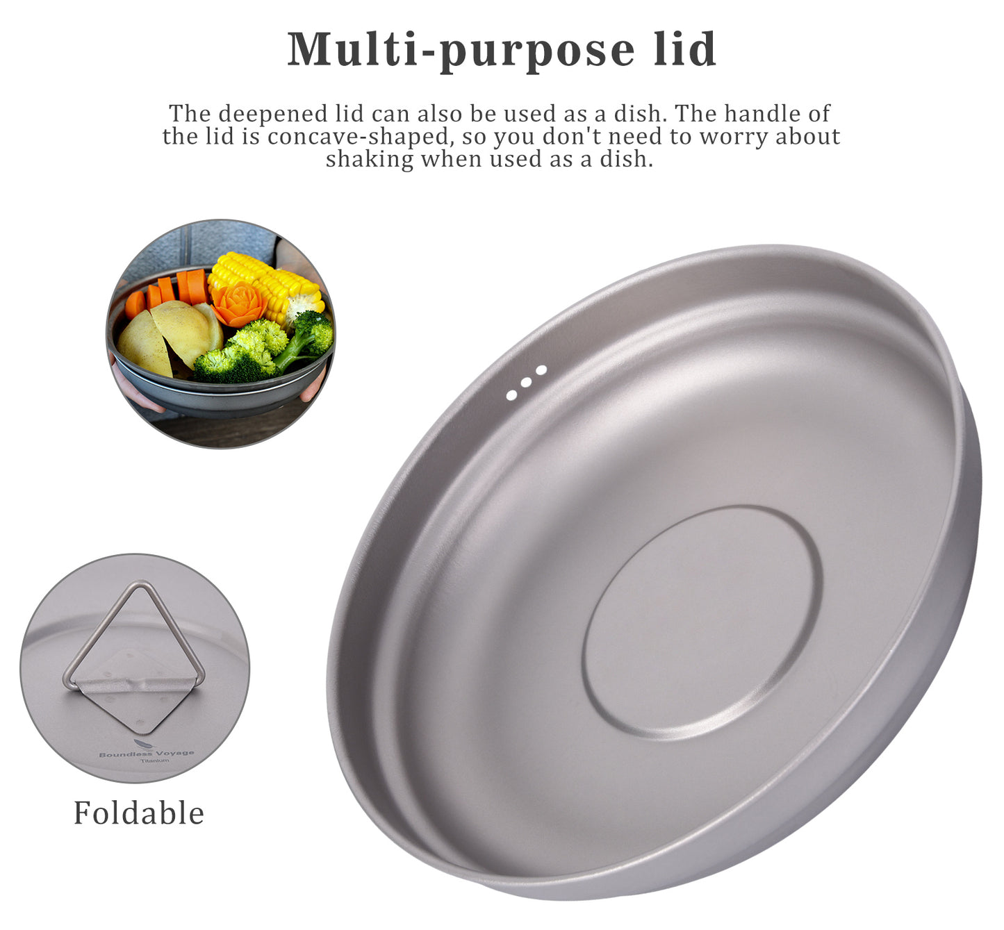 Boundless Voyage Titanium Steamer Pot Set with Lid – Ultralight Camping Stockpot & Steaming Kit, TA1 Titanium Outdoor Cookware for Backpacking, Hiking & Healthy Cooking