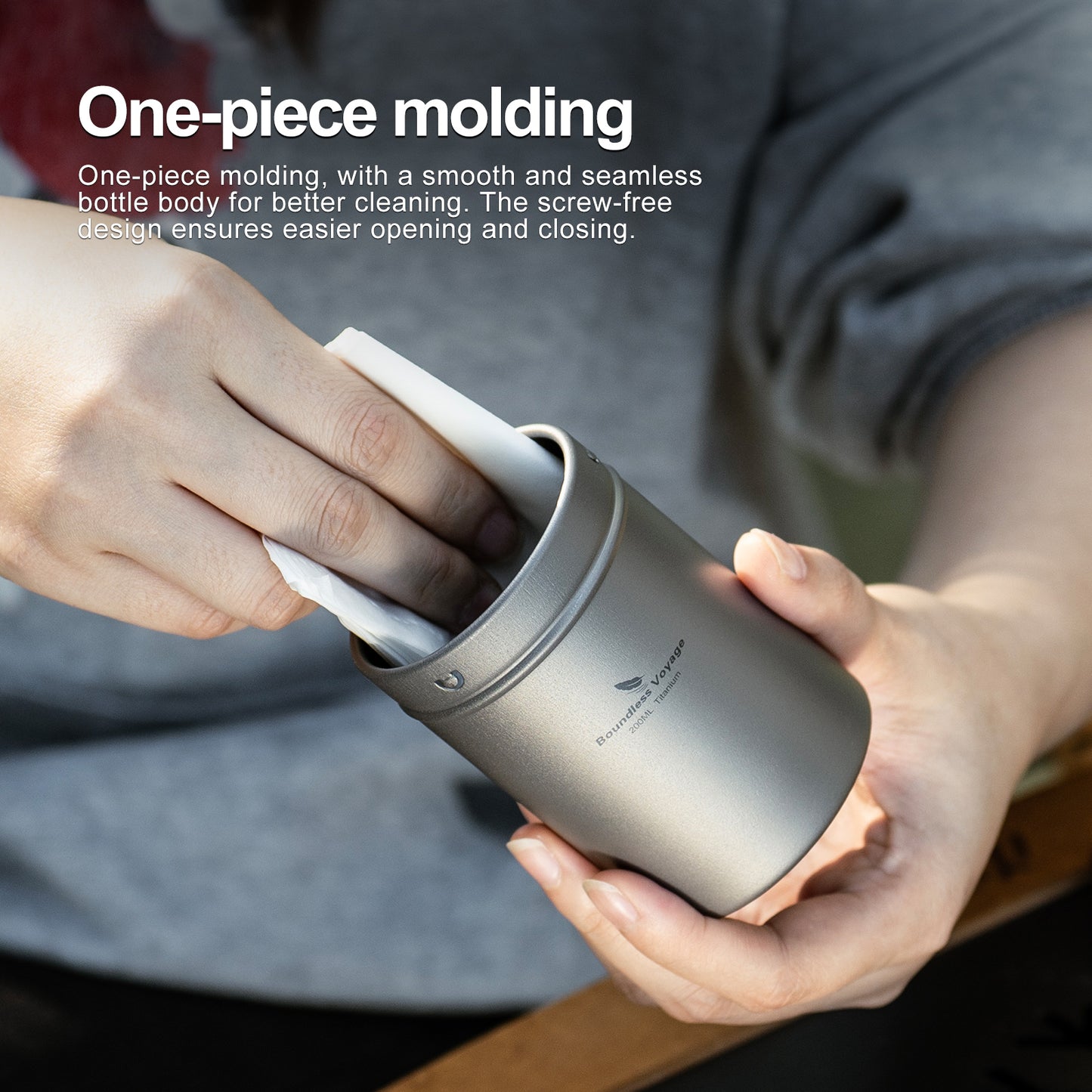 Boundless Voyage Titanium Tea Caddy Tea Canister Ultralight Portable & Small Round Kitchen Food Storage Container for Loose Tea, Coffee, Spices, Beans, Sugar