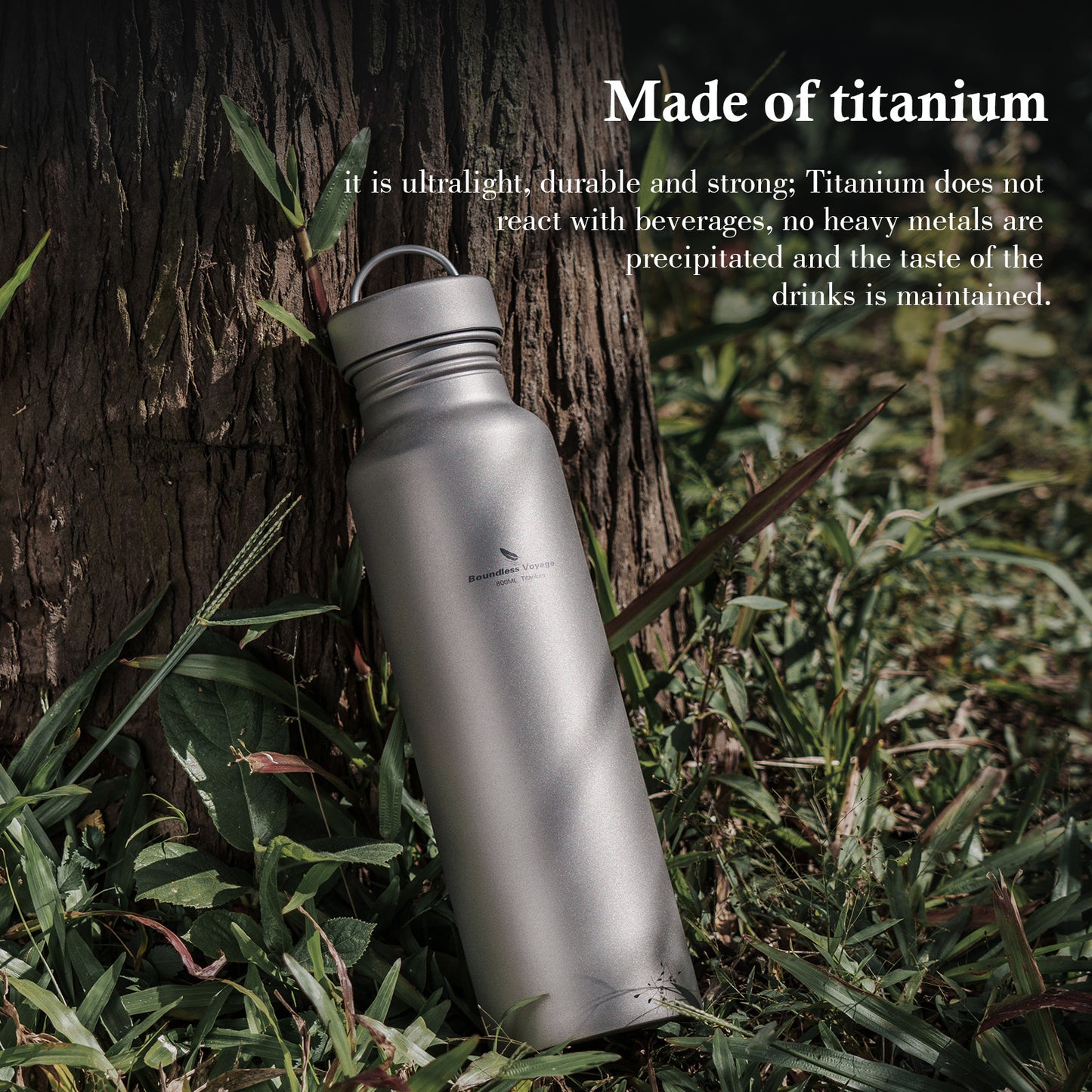 Boundless Voyage 800ml Titanium Water Bottle – Lightweight, Non-Toxic & Perfect for Hiking, Camping & Everyday Use