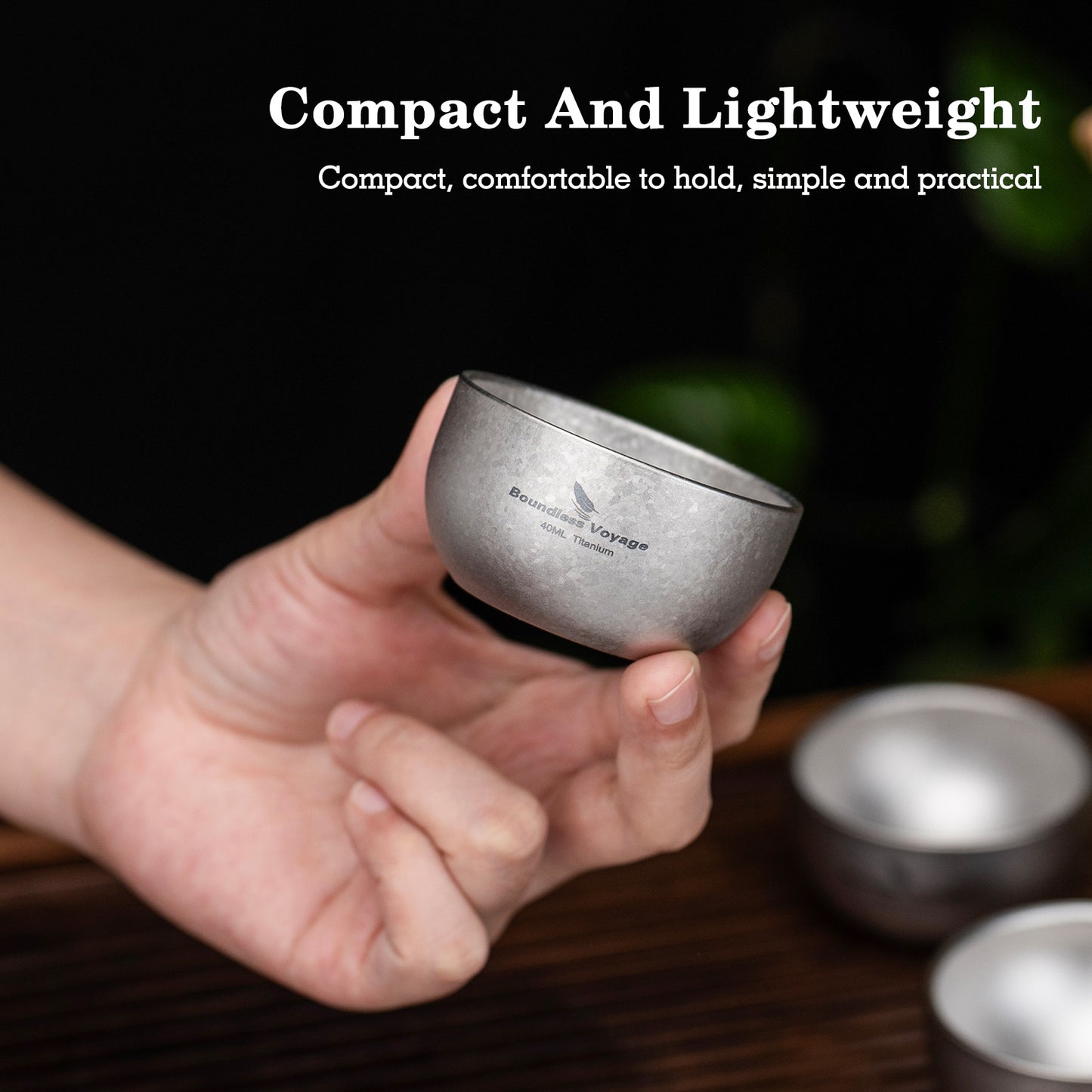 Boundless Voyage 40ml Titanium Double-Walled Sake Cup | 18g Ultralight Mini Tea & Coffee Mug | Anti-Scald Insulated Tasting Cup for Camping
