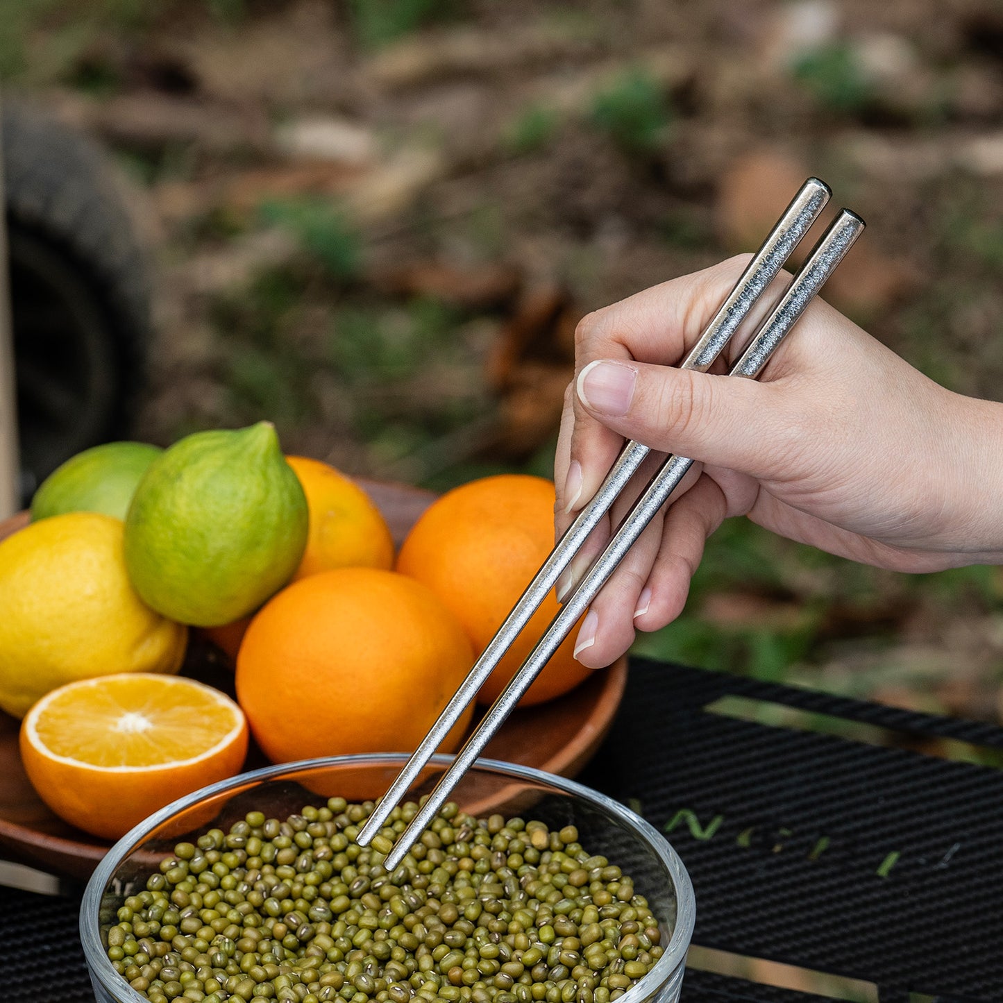 Boundless Voyage Titanium Chopsticks & 2-in-1 Spork Set Camping Cutlery Lightweight Travel Utensils Portable Outdoor Hiking Backpacking Faltware, Dishwasher Safe, No Coating with Storage Bag