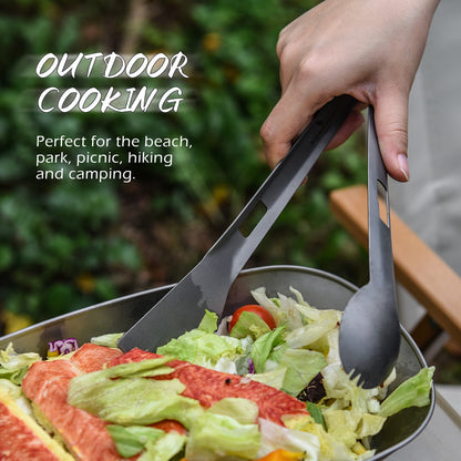Boundless Voyage Titanium Alloy Tong, Spork，Shovel and Spatula All-In-One Utensil for Portable Lightweight Multi Utensil for Camping Kitchen Cookware Backpacking, Travel, Outdoor Cooking Eating