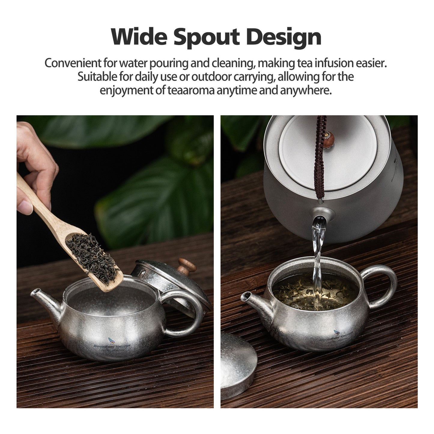 260ml Titanium Teapot with Filter Durable Chinese Kung Fu Tea Set for Adults Lightweight Travel Portable Tea Pot with Wide Spout for Loose Leaf