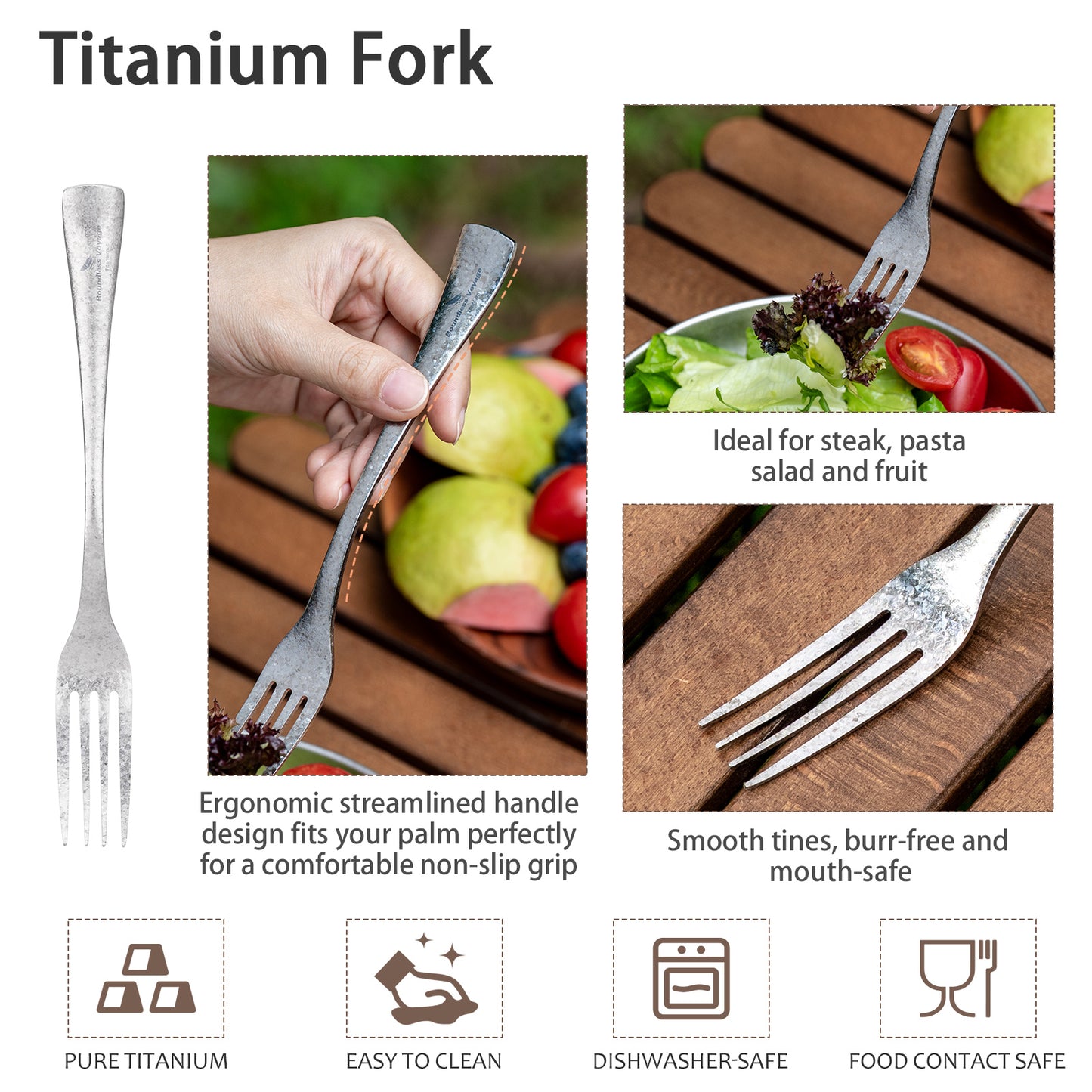 Boundless Voyage Titanium Cutlery Set – Ultralight Camping Knife, Fork & Spoon Tableware for Travel & Everyday Use