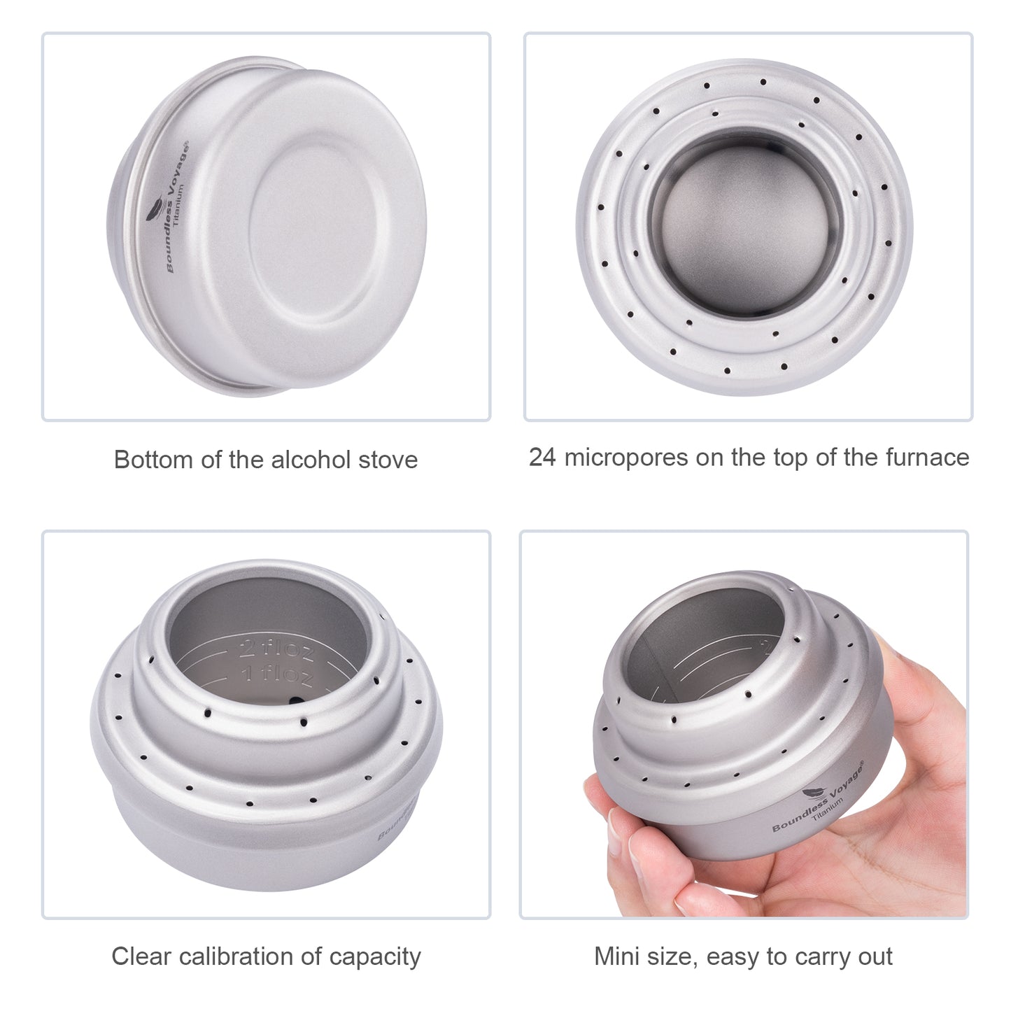 Boundless Voyage Titanium Spirit Alcohol Stove Outdoor Camping Mini Spirit Cooker Alcohol Burner for Picnic Backpacking