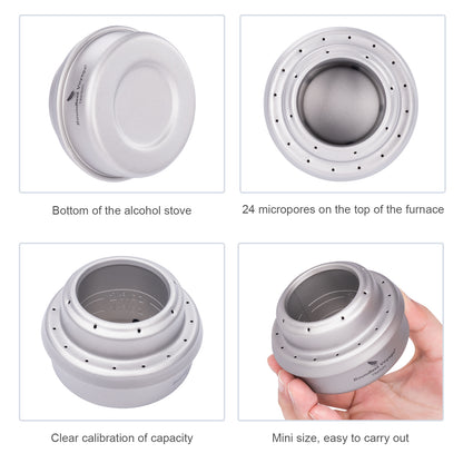 Boundless Voyage Titanium Spirit Alcohol Stove Outdoor Camping Mini Spirit Cooker Alcohol Burner for Picnic Backpacking
