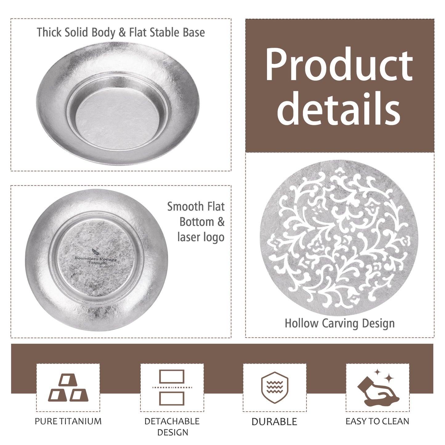 Boundless Voyage Titanium Tea Tray – Detachable Gongfu Tea Drain Tray with Water Storage for Home, Office & Travel