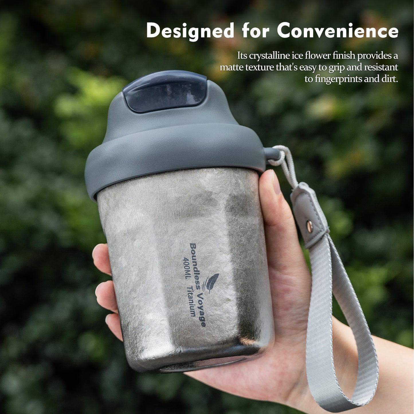 Boundless Voyage 400ml Titanium Vacuum Insulated Travel Mug | Ultralight Leak-Proof Thermos with Lid | Healthy Reusable Coffee Cup for Travel, Office & Camping