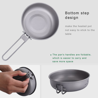 5 inch Titanium Camping Frying Pan – Ultralight Backpacking Cookware for Outdoor Cooking