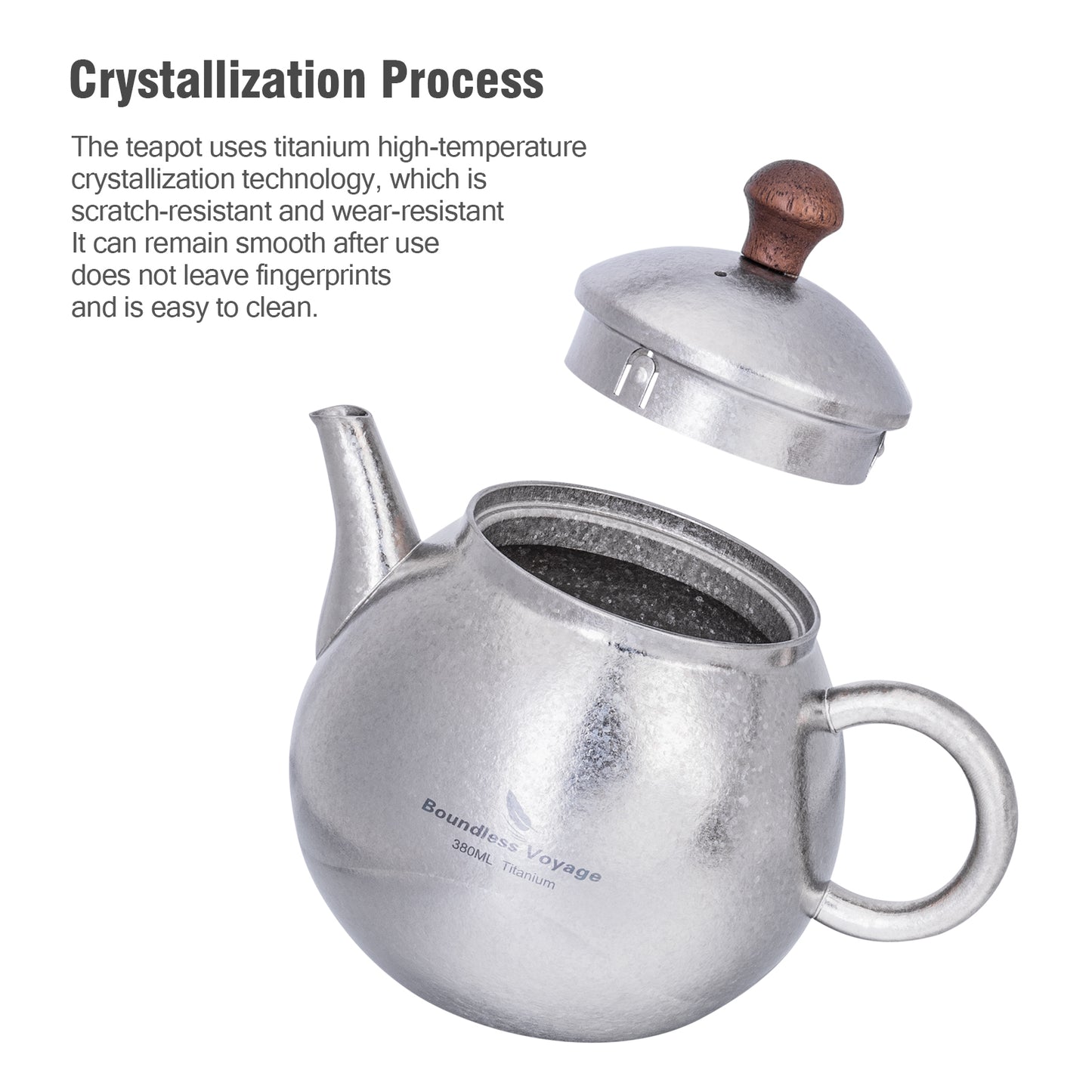 Boundless Voyage Titanium Kungfu Teapot with Lid and Handle Camping Coffee & Tea Pot for Outdoor Backpacking Hiking Teapot 380ml