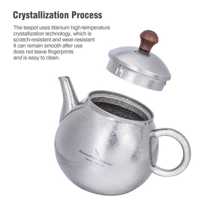 Boundless Voyage Titanium Kungfu Teapot with Lid and Handle Camping Coffee & Tea Pot for Outdoor Backpacking Hiking Teapot 380ml
