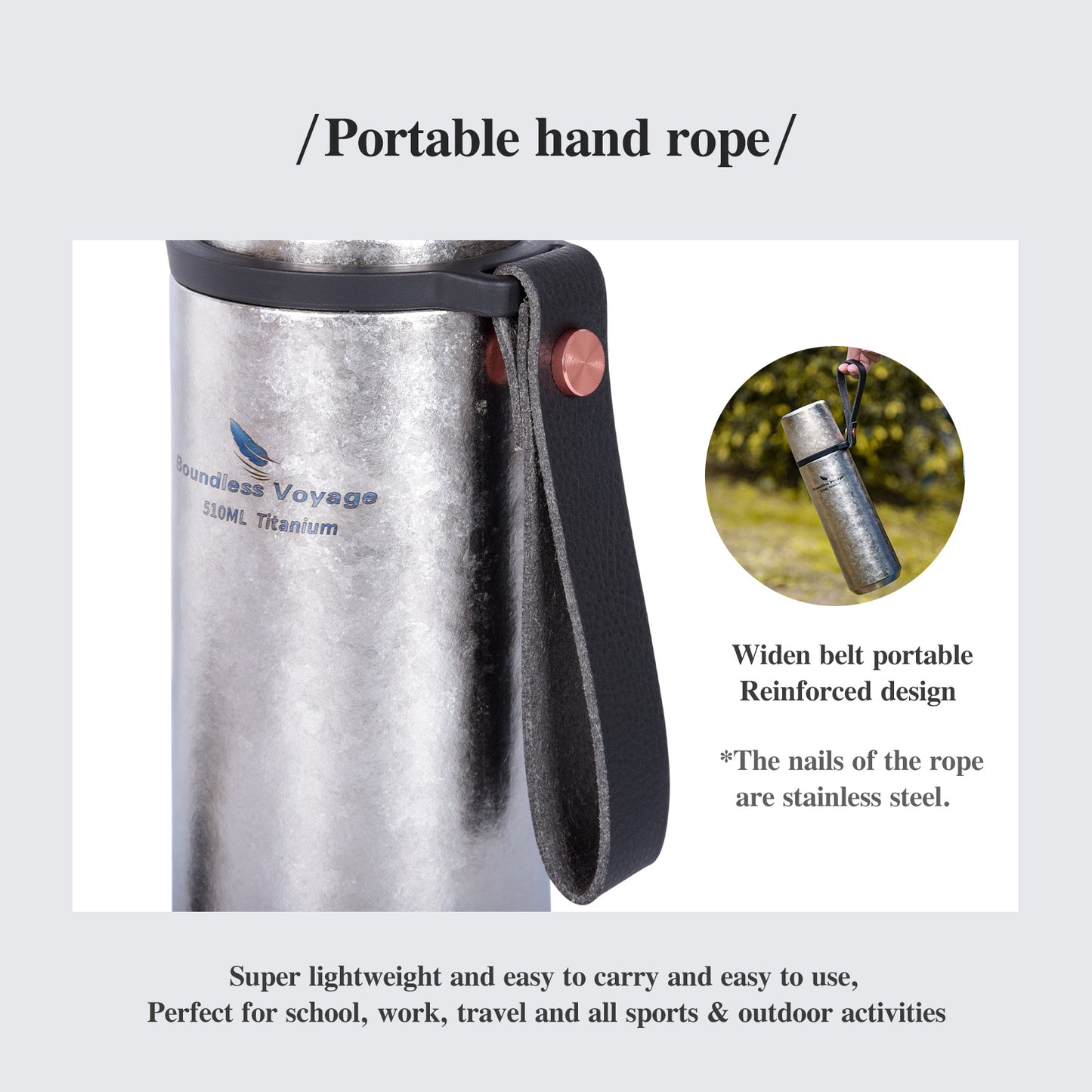 Boundless Voyage 510ml Titanium Insulated Water Bottle – Lightweight, Heat-Retaining & Perfect for Hiking, Travel & Daily Use
