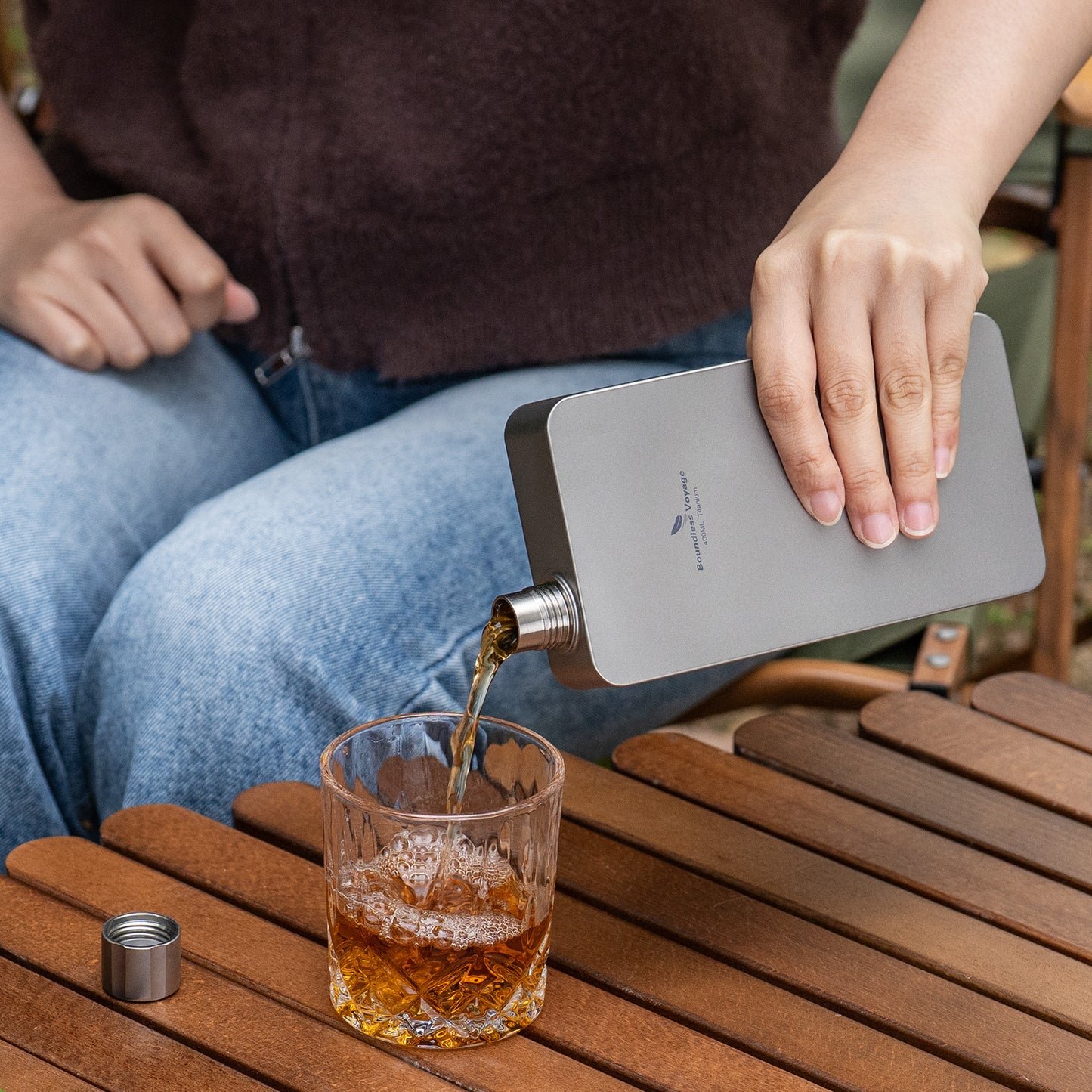 Boundless Voyage 400ml Titanium Flask with Funnel – Lightweight Leakproof Hip Flask for Camping, Travel & Everyday Carry