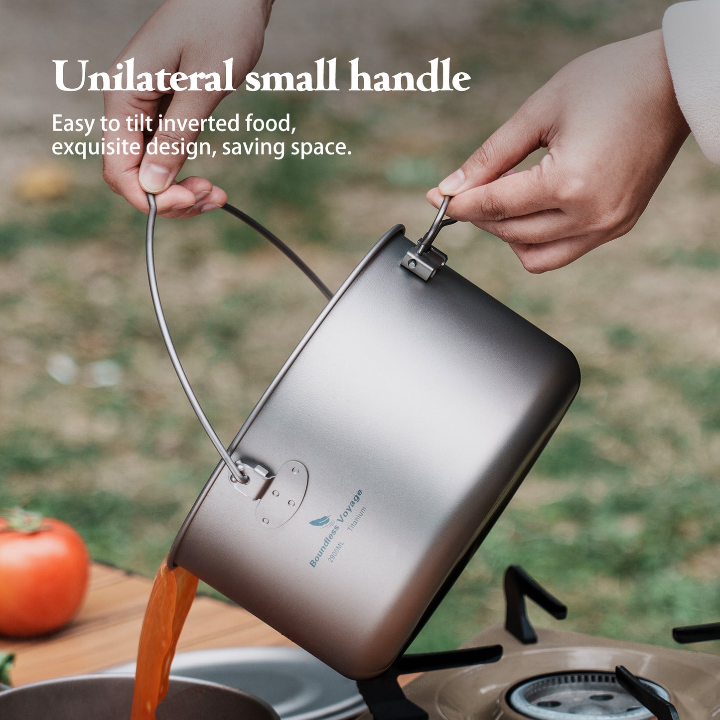 Boundless Voyage 1950ml TA1 Titanium Hanging Pot – Ultralight Campfire Cooking Pot for Camping, Backpacking & Outdoor Bushcraft