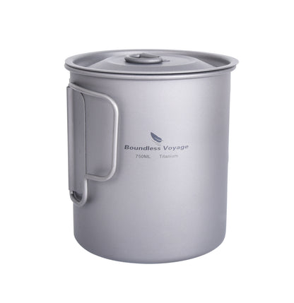 Titanium 750ml Hanging Cup Mug with Folding Handle Outdoor Camping Hiking Picnic Cooking Pot Ultralight Portable