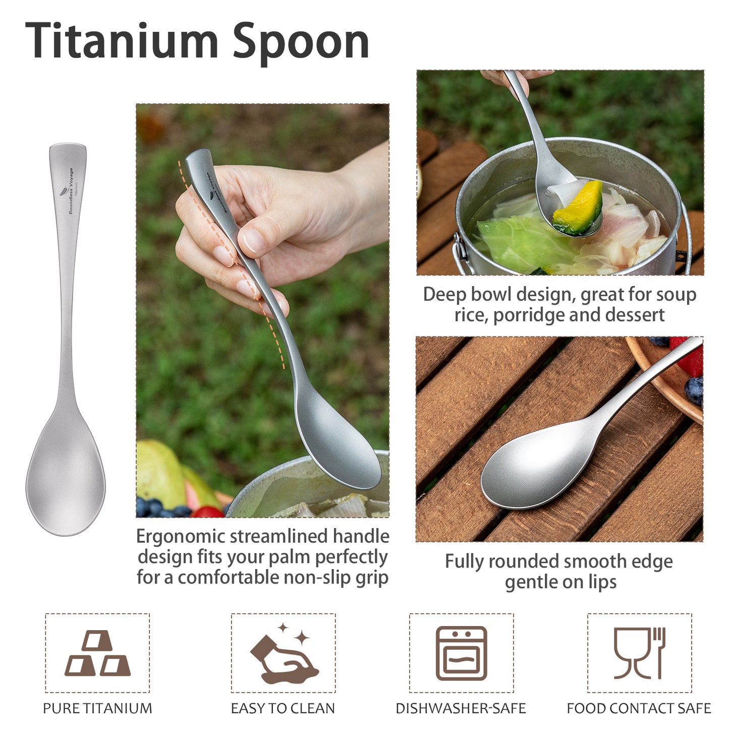Boundless Voyage Titanium Cutlery Set – Ultralight Camping Knife, Fork & Spoon Tableware for Travel & Everyday Use