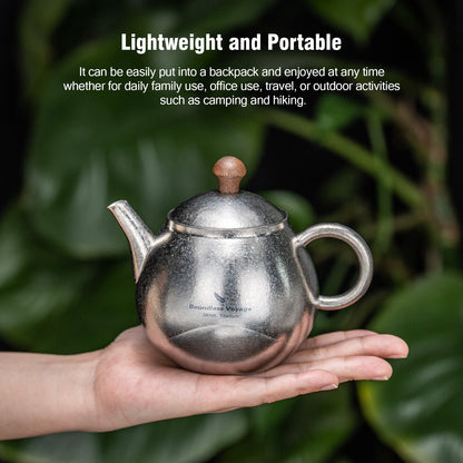 Boundless Voyage Titanium Kungfu Teapot with Lid and Handle Camping Coffee & Tea Pot for Outdoor Backpacking Hiking Teapot 380ml