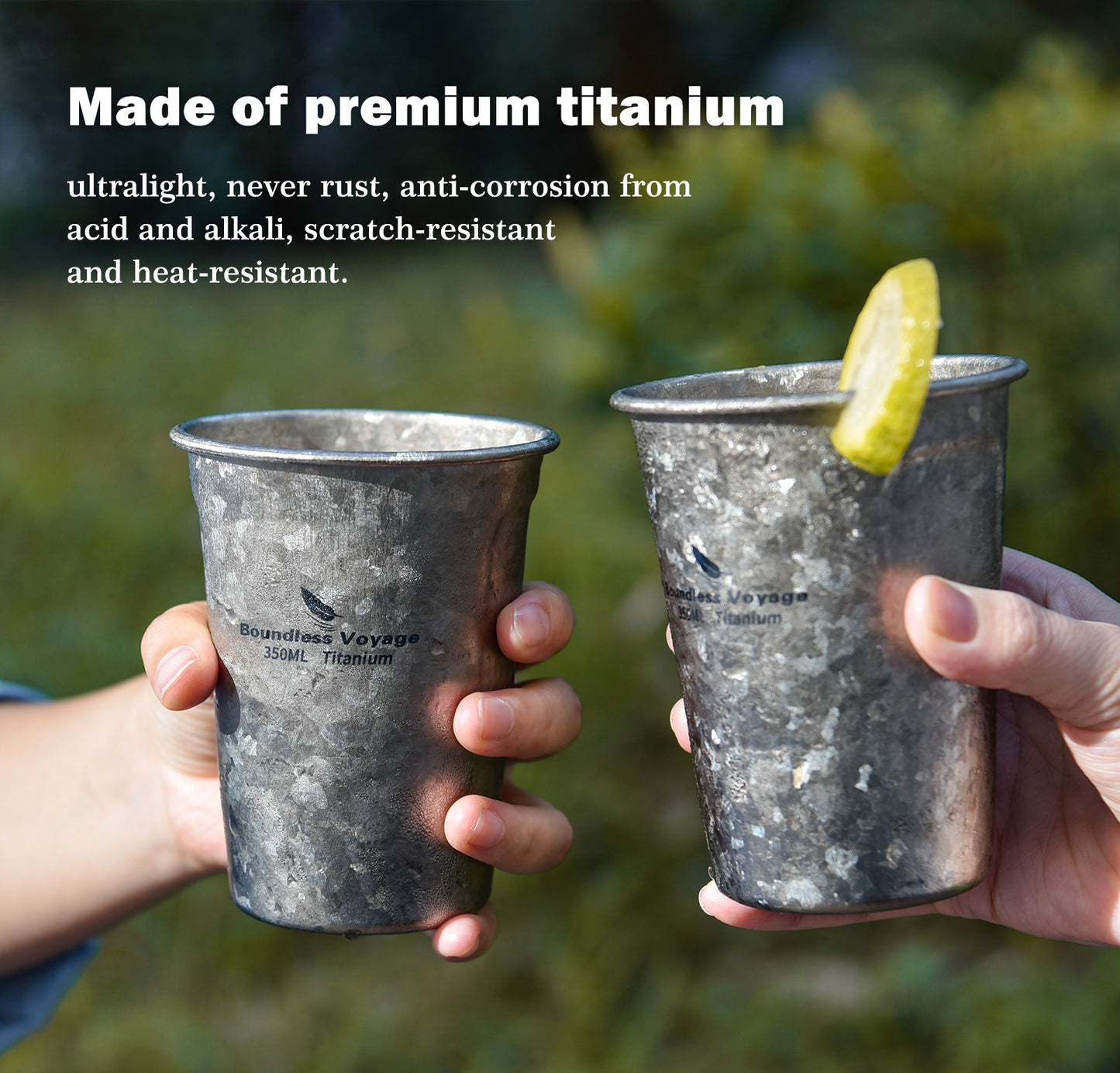 Boundless Voyage 350ml TA1 Titanium Ultralight Cup – Portable Coffee, Beer & Tea Mug for Camping, Hiking & Travel (12oz)