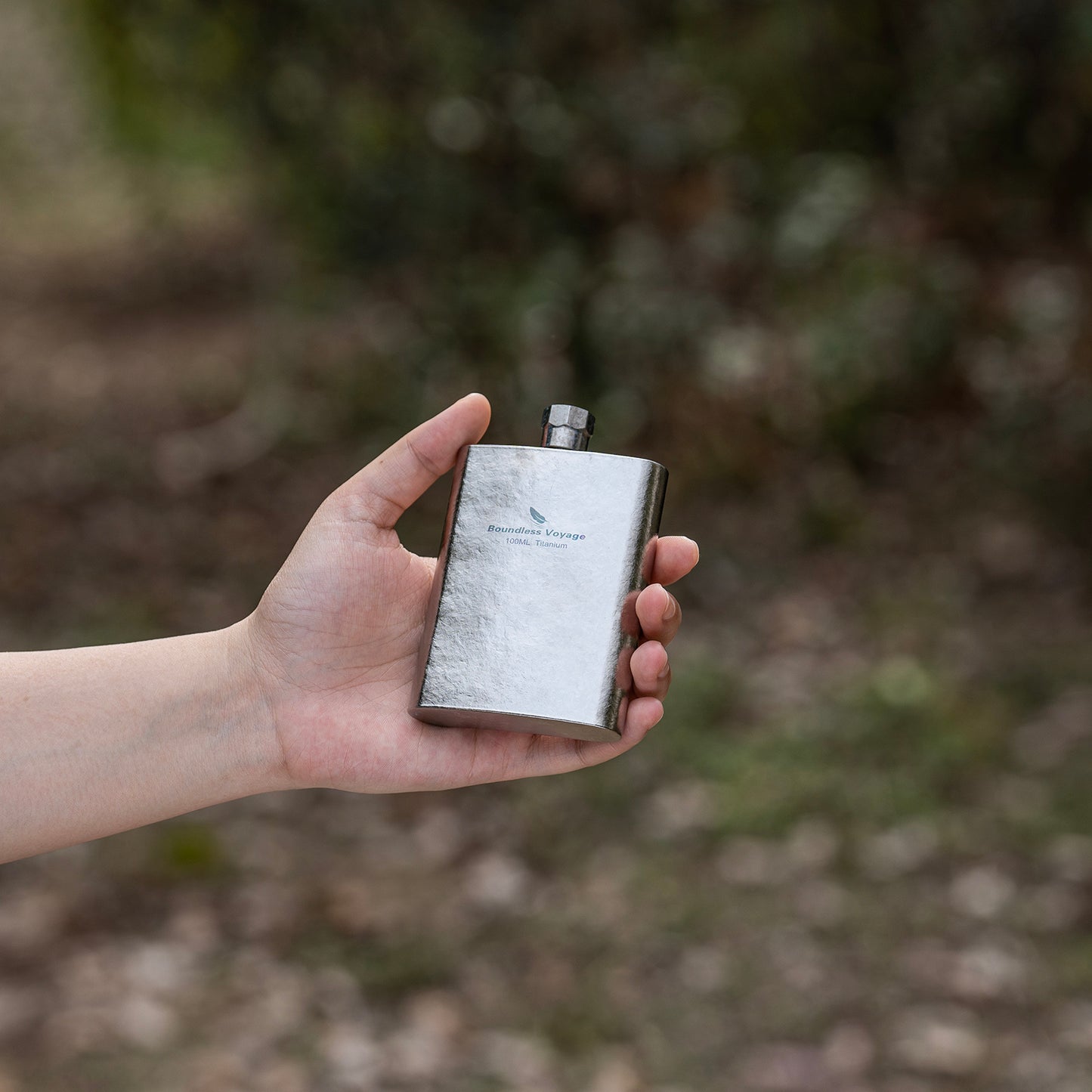 Boundless Voyage 100ml Titanium Flask – Ultralight Mini Ti Bottle for Whiskey, Wine, Water & Travel