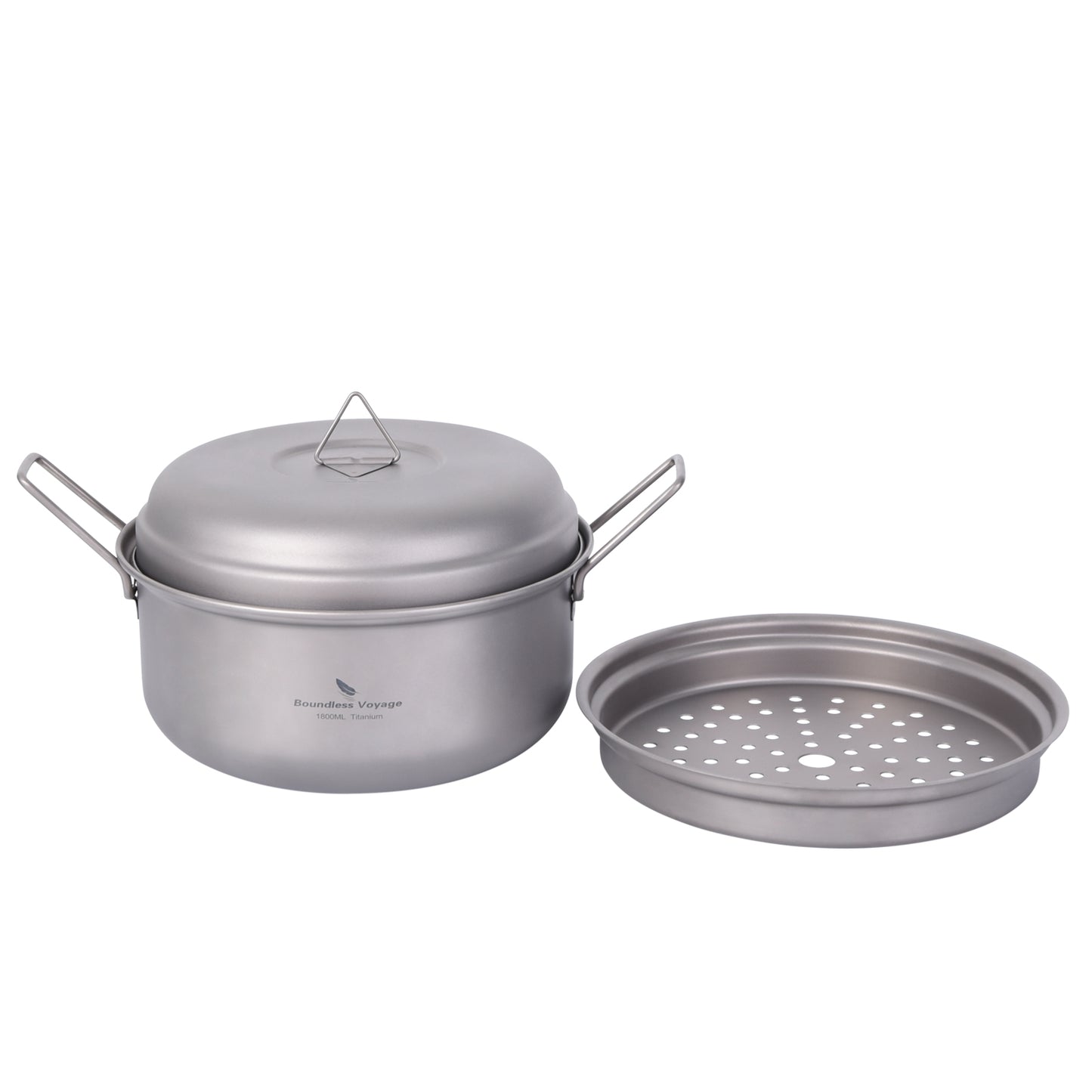 Boundless Voyage Titanium Steamer Pot Set with Lid – Ultralight Camping Stockpot & Steaming Kit, TA1 Titanium Outdoor Cookware for Backpacking, Hiking & Healthy Cooking