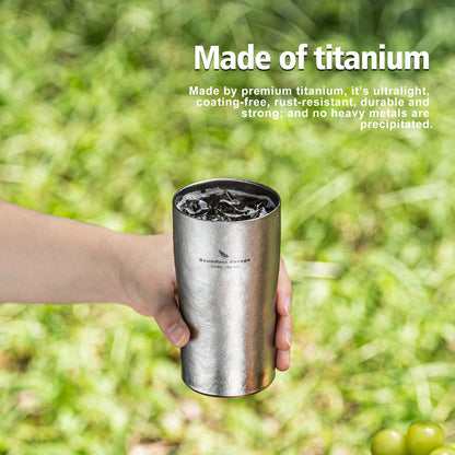 Boundless Voyage Titanium Double-Walled Beer Cup Ultralight Coffee Tea Juicy Cups for Home Outdoor Camping Picnic 300ml Crystallized Finish
