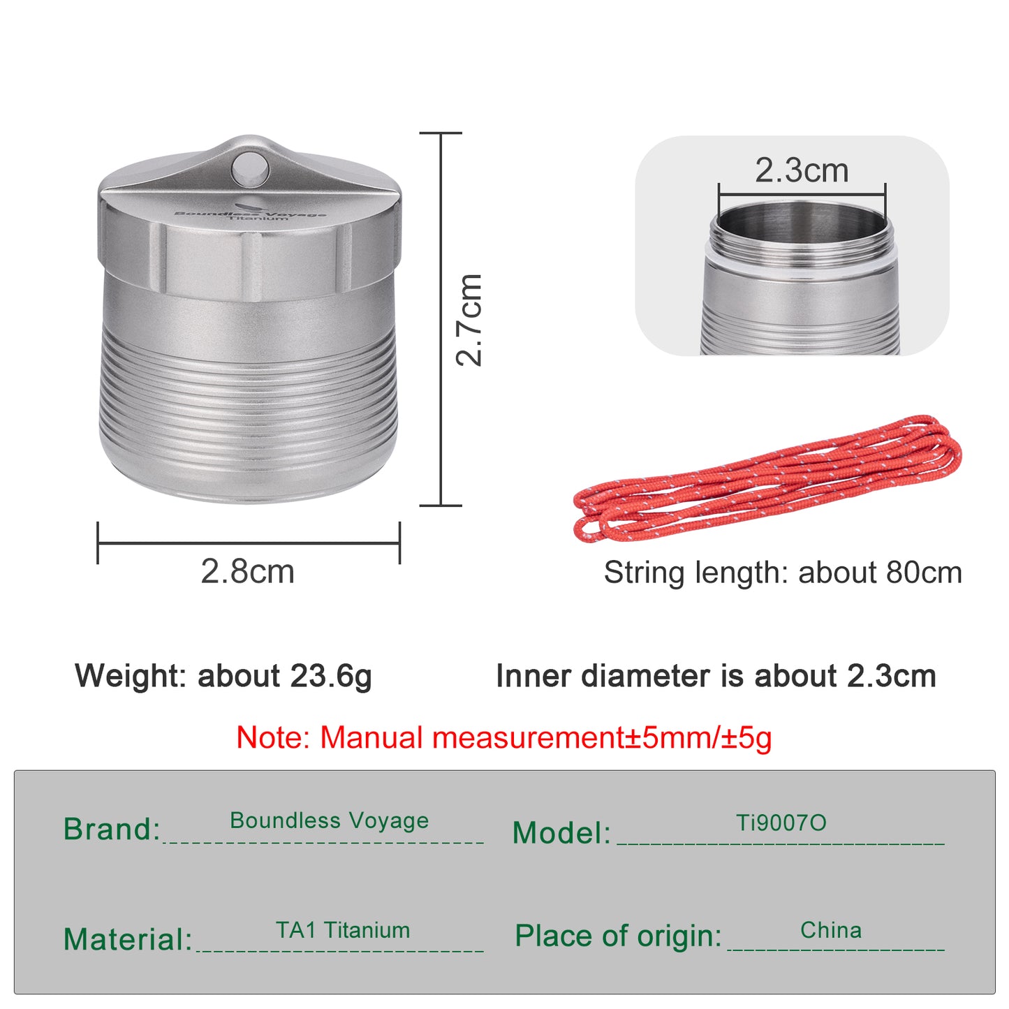 Boundless Voyage Titanium Pill Container – Waterproof Airtight Pill Box with Lanyard for Travel, EDC & Daily Use