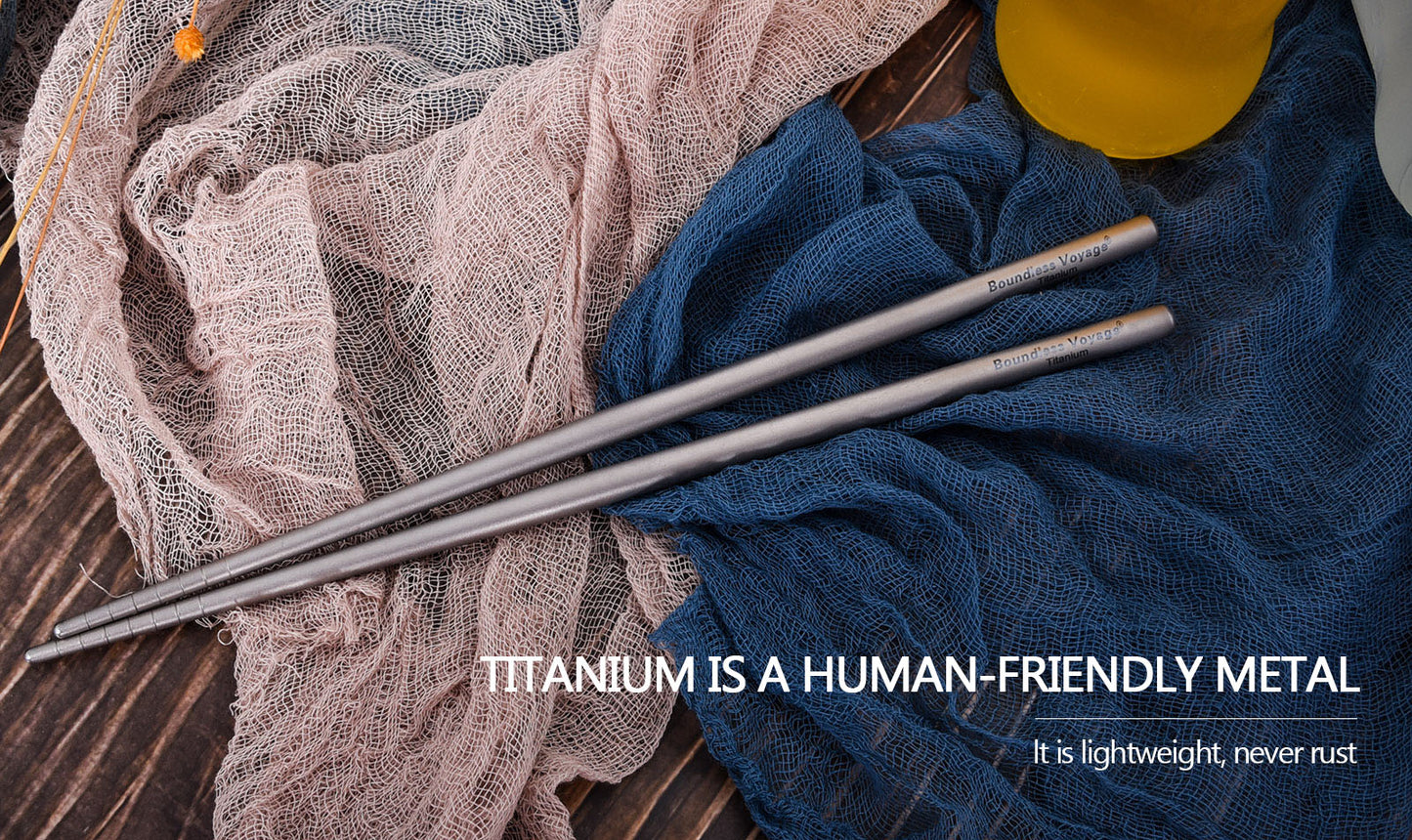 Boundless Voyage Titanium Round Chopsticks 23cm – Ultralight Reusable Eco-Friendly Cutlery for Home, Camping & Travel