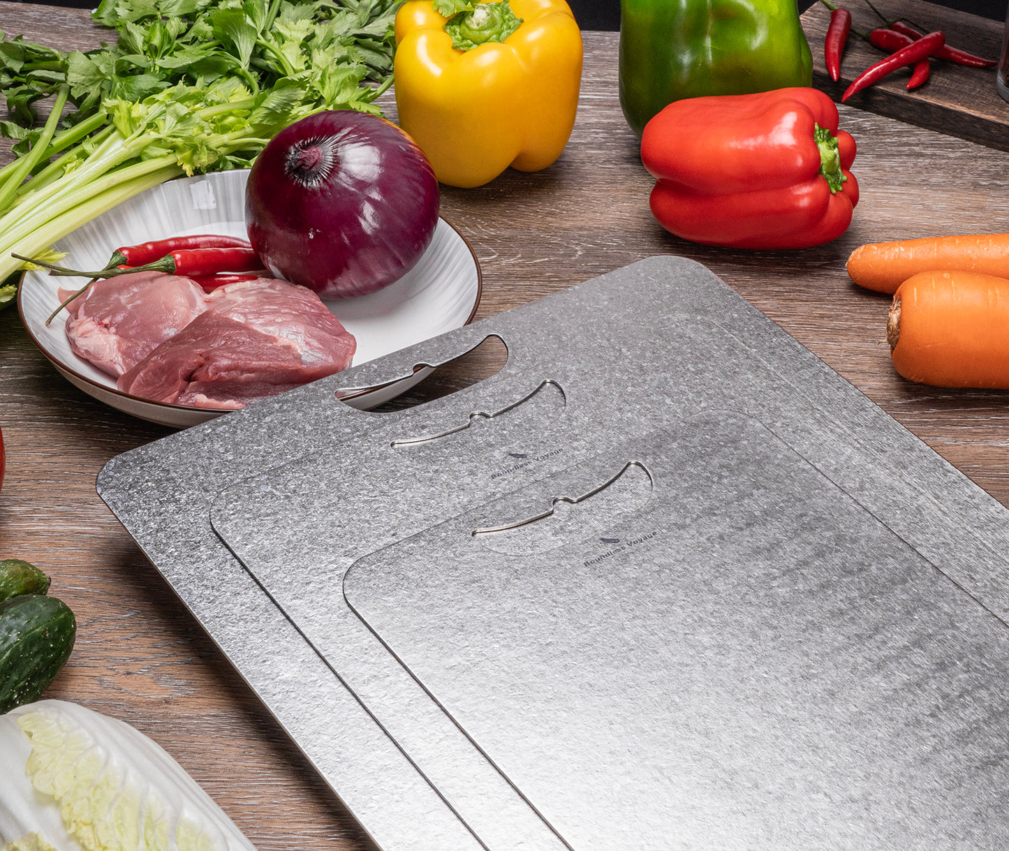 Boundless Voyage Titanium Chopping Board Lightweight Multifunctional Cutting Board with Hanging Hole Camping Fruits Vegetable Meat Metal Chopping Block Cutting Board for Kitchen Home Outdoor
