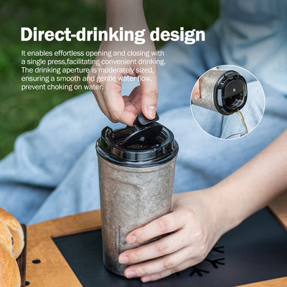 Boundless Voyage Titanium Thermos Bottle with Lid Double-Walled Insulated Water Mug 500ml