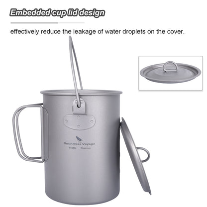 Boundless Voyage Titanium 900ml Camping Mug Pot – Ultralight Hanging Cup with Folding Handle for Hiking, Backpacking, Outdoor Cooking