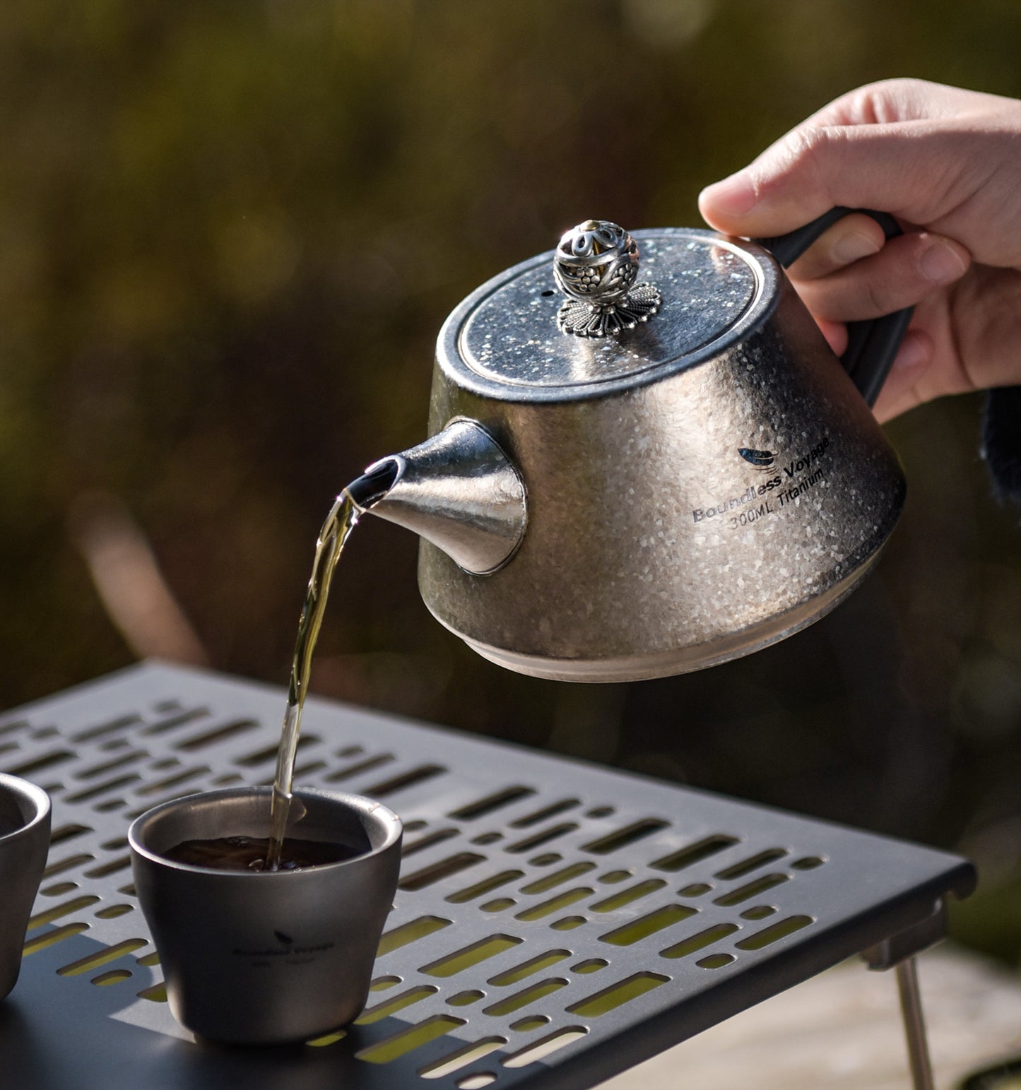Boundless Voyage 300ml Ultralight Titanium Teapot | 114g Portable Side-Handle Tea Kettle with Filter Mesh | Camping, Hiking & Daily Use
