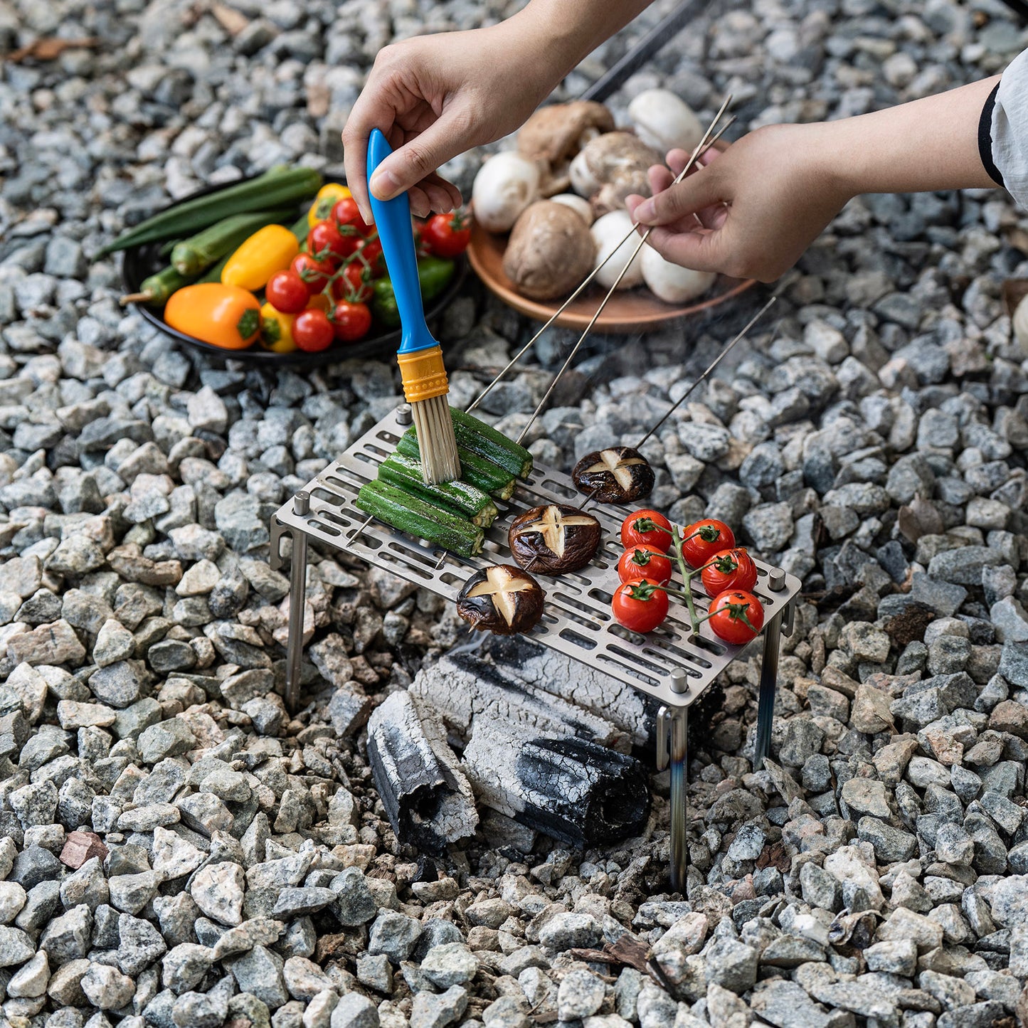 Boundless Voyage Titanium Mini Camping Grill – Ultralight BBQ Grate with Carry Bag for Backpacking, Charcoal Grilling & Outdoor Cooking