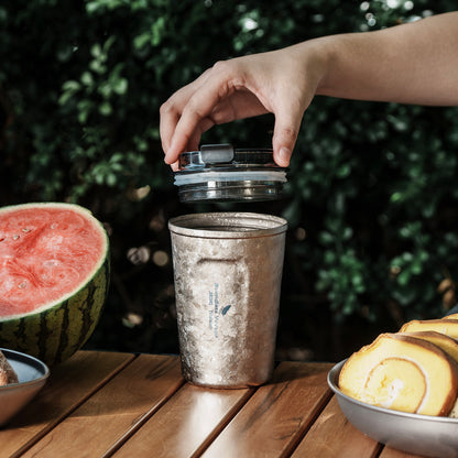 Boundless Voyage Titanium Thermos Bottle with Lid Double-Walled Insulated Water Mug 380ml