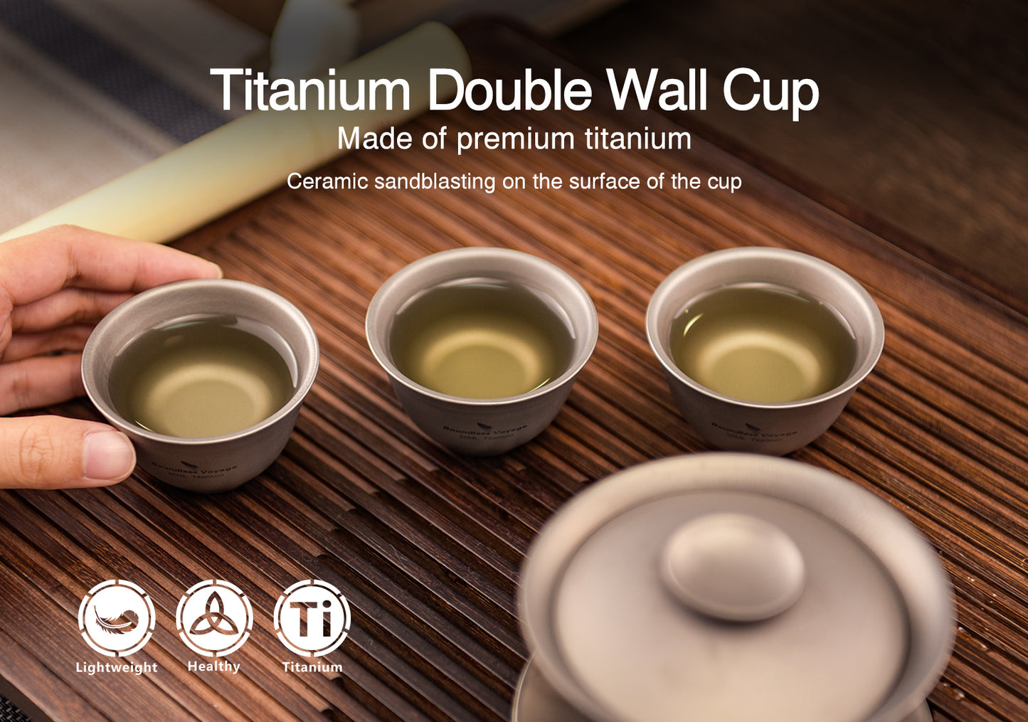 Boundless Voyage 35ml Titanium Double-Walled Tea Cup | 18g Ultralight Mini Tasting Mug | Anti-Scald Insulated Kung Fu Teacup for Camping