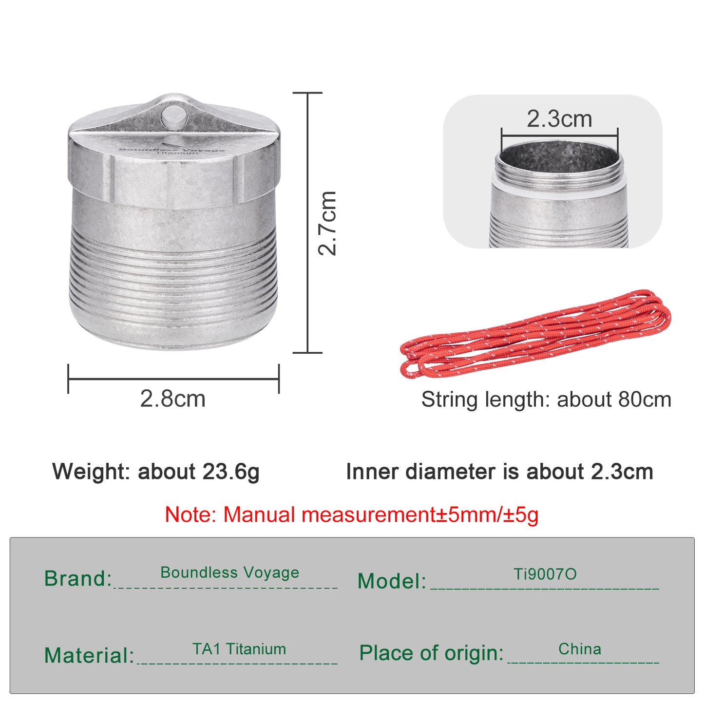 Boundless Voyage Titanium Pill Container – Waterproof Airtight Pill Box with Lanyard for Travel, EDC & Daily Use