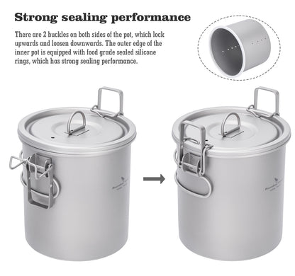 Boundless Voyage Pure Titanium Camping Pot – Ultralight Cookware for Outdoor, Hiking & Travel