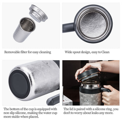 Boundless Voyage 700ml Titanium Double-Walled Cup Insulated Water Cup with Lid & Filter Portable Reusable Travel Coffee Mug for Hot and Cold Beverages