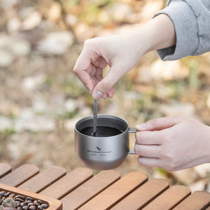iBasingo 200ml Titanium Double Wall Mug Metal Coffee Tea Cup Mini Espresso Cup Outdoor Camping Travel Ultralight Durable Portable Drinkware
