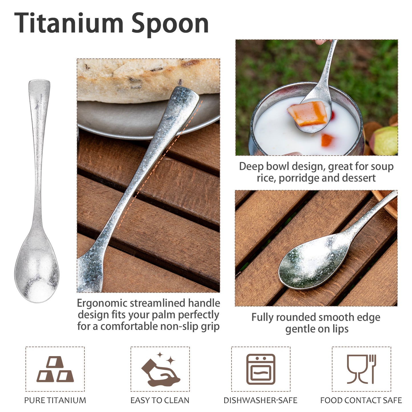 Boundless Voyage Titanium Cutlery Set – Ultralight Camping Knife, Fork & Spoon Tableware for Travel & Everyday Use