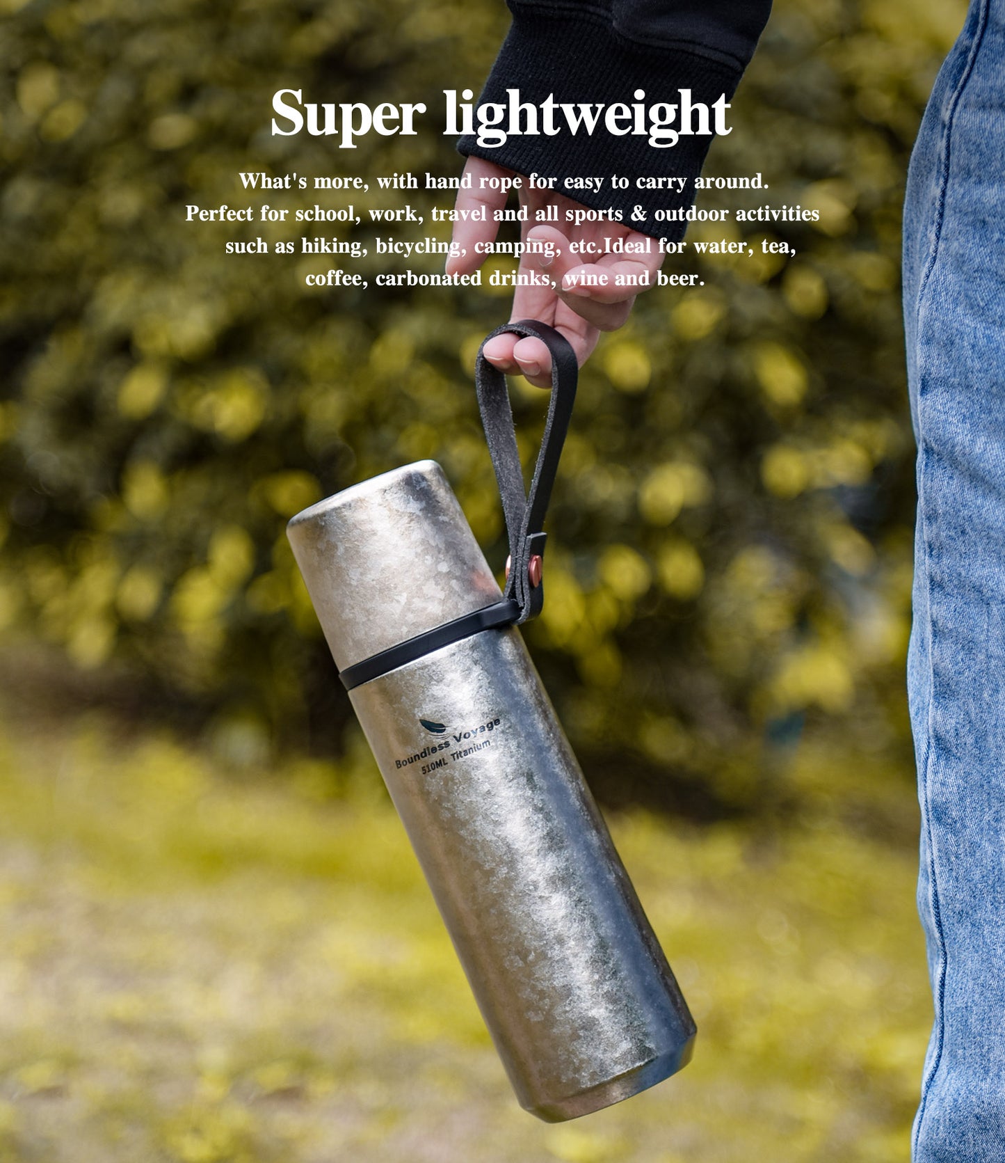 Boundless Voyage 510ml Titanium Insulated Water Bottle – Lightweight, Heat-Retaining & Perfect for Hiking, Travel & Daily Use
