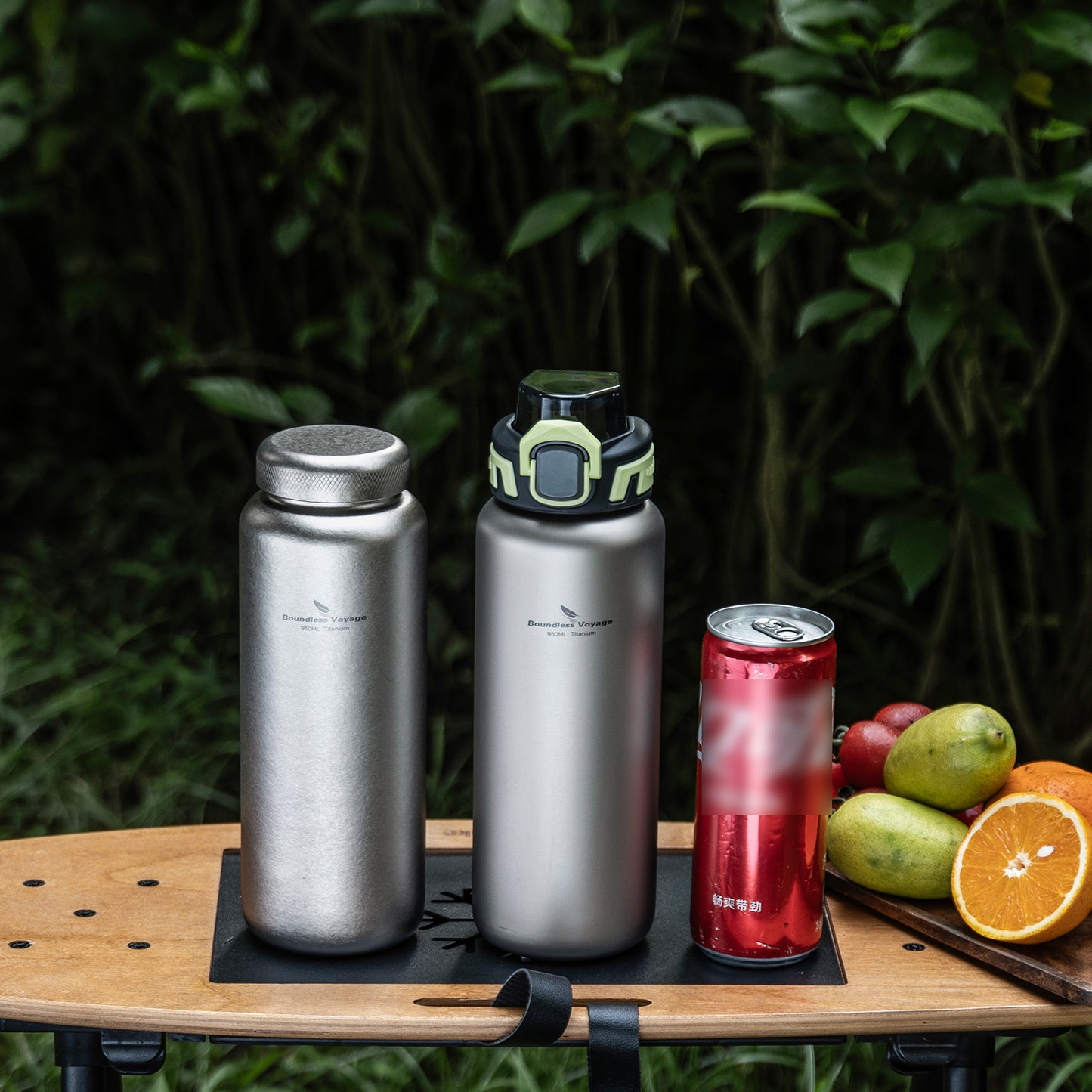 Boundless Voyage 950ml Titanium Water Bottle with Lids – TA1 Ultralight Wide Mouth Canteen for Hiking, Camping & Travel