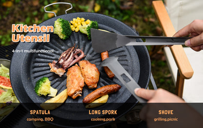 Boundless Voyage Titanium Alloy Tong, Spork，Shovel and Spatula All-In-One Utensil for Portable Lightweight Multi Utensil for Camping Kitchen Cookware Backpacking, Travel, Outdoor Cooking Eating