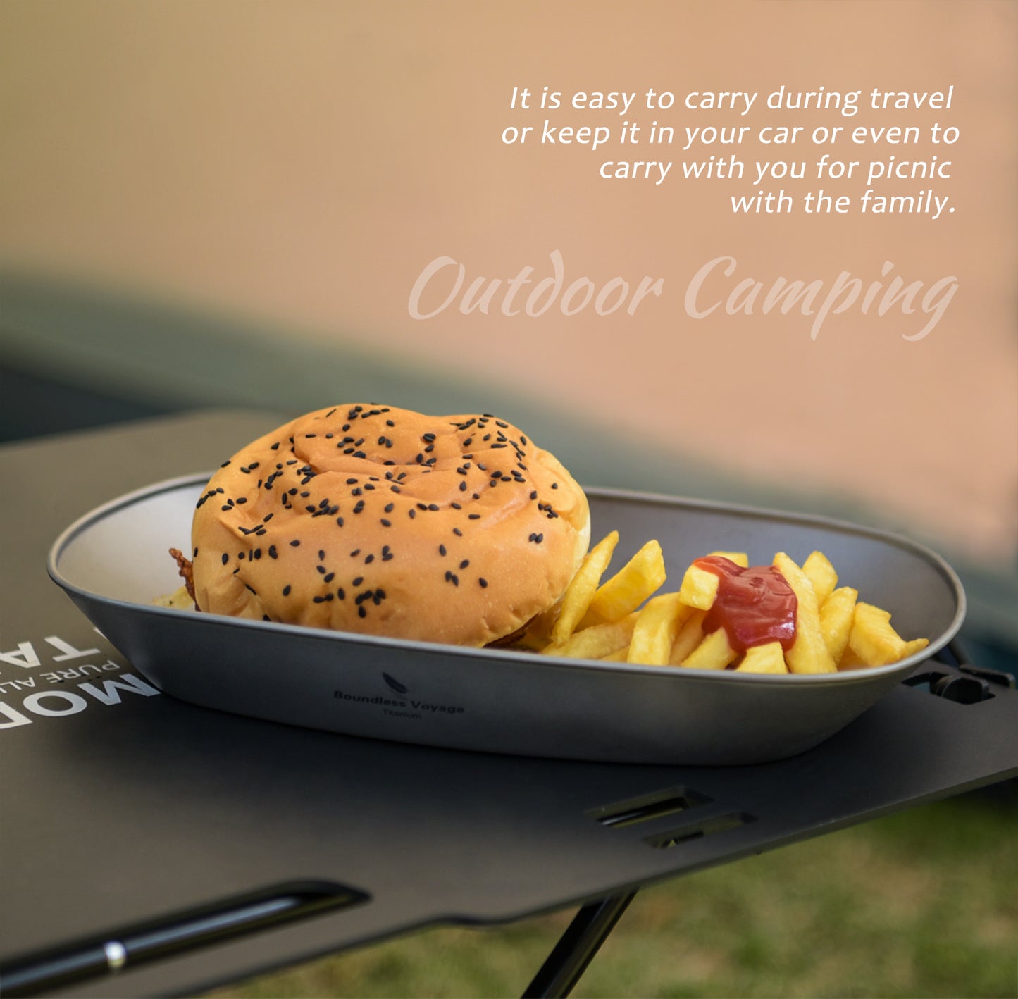 Boundless Voyage Pure Titanium Ultralight Plate – Portable Camping Dish with Carry Bag for Outdoor Tableware & Travel